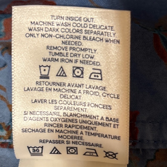 Land’s End Floral Dip-Dye Roll-Tab Poplin Boyfriend Tunic Shirt Size XL - Picture 5 of 6